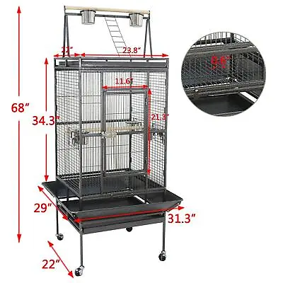 68  Bird Cage Large Play Top Parrot Finch Cage Macaw Cockatoo Pet Supply • $137.58