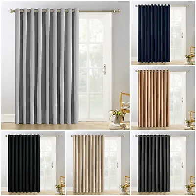 £16.99 • Buy Thermal Blackout Door Curtain Eyelet Ring Top Ready Made Energy Saving Curtains