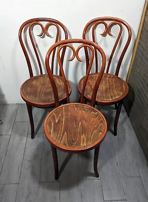 Vintage Set Of 3 Bentwood Bistro Dining Chairs Thonet Style Mid Century Modern • $468