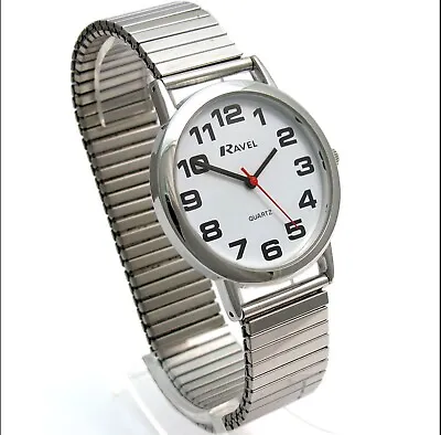 Ravel Men's Ladies Large Dial Clear White Face Watch Expander Strap  • £9.99