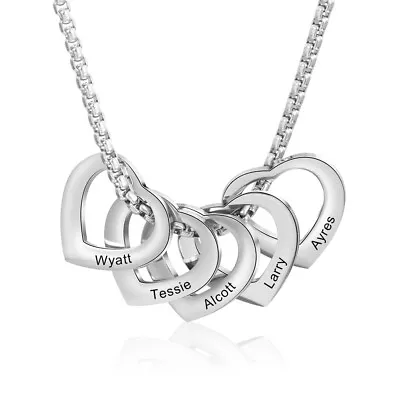 Men's Stainless Steel Engraved Heart Necklace - Custom Family Name Pendant • £7.19