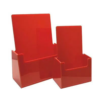 Red Leaflet Holder Flyer Menu Counter Dispenser & Business Card Holders DL & A5  • £16.23