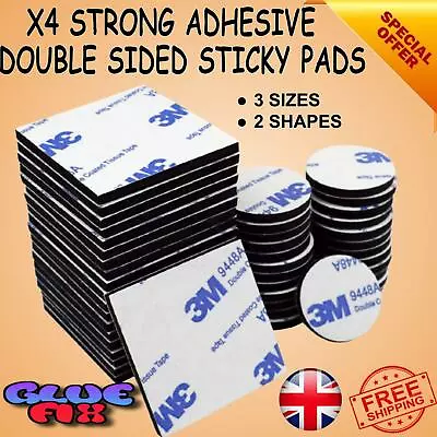 £2.99 • Buy 3M DOUBLE SIDED STICKY PADS 1.5mm Black Adhesive Mounting Tape Square Round 