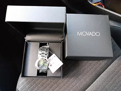 Mens Movado 0606380 Lino Blue Dial Stainless Steel Silver Tone Watch - Nib • $495