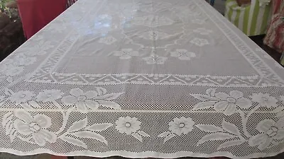 Vintage White  Lace Large Tablecloth 217  Cms X 140 Cms Polyester • $15