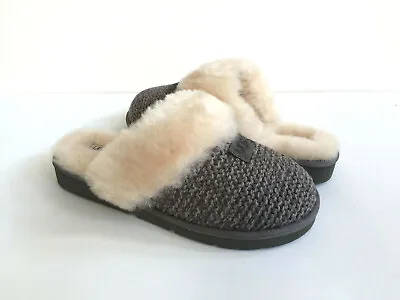 Ugg Cozy Knit Charcoal Grey Shearling Lined Slip On Slippers Us 7 / Eu 38 / Uk 5 • $115