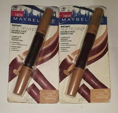 2 Item Lot MAYBELLINE  INSTANT AGE REWIND 740 DARK DOUBLE FACE PERFECTOR Sealed • $13.49