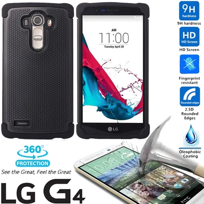 $9.49 • Buy LG G4 Case Ultra Hybrid Dual Layers Hard Soft Armor Slim Case Skin + Glass Film