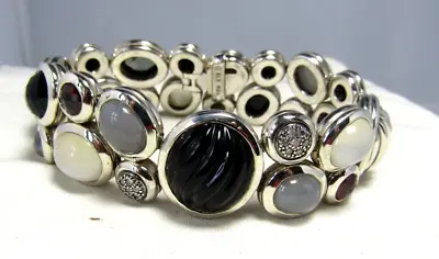 David Yurman Two Rows  Onyx Moonstones Mixed Gems & Diamonds  Bracelet • $2699