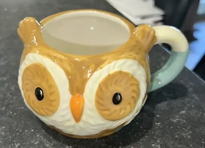 Vintage Earthenware Embossed Owl Coffee Mug Cup • $18.98