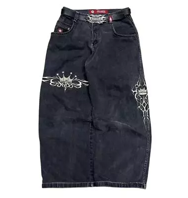 Jeans Mens Hip Hop Retro Skull Embroidery Washed Baggy Denim Pants New Strai • $32