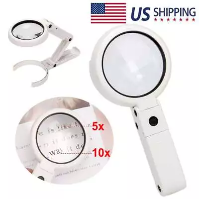 10X Hands Free / Handheld Magnifying Glass W/ 8 LED Light Illuminated Magnifier • $10.33