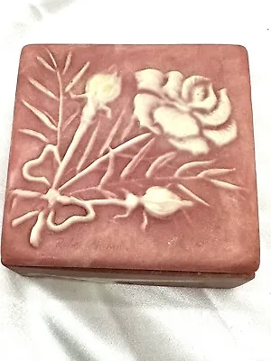 £16.61 • Buy Vintage Incolay Pink White Rose Lidded Jewelry Box Trinket Box Artist Signed