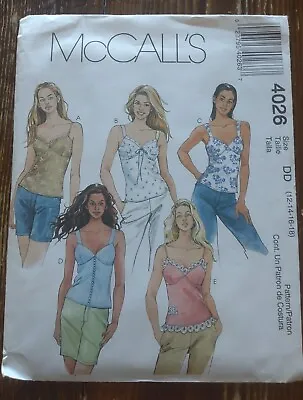 McCall's 4026 ~ Misses Lined Tops W/Strap Variations-Bra Options ~ Sizes 12-18 • $6