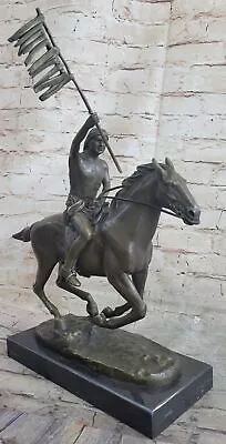 Rare Vintage Armor Bronze Native American Indian Warrior Riding Horse Figurine • $314.65