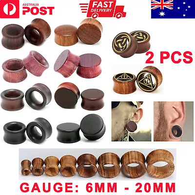 2Pcs Wood Timber Ear Tunnels Stretcher Plugs Body Piercing Jewellery AU • $7.28