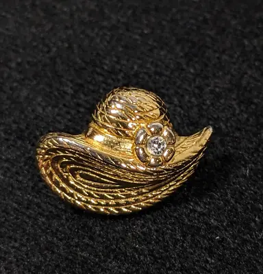 Vintage Avon Ladies Hat Rhinestone Small Pin Brooch Tie Tack Signed Retro • $6.99