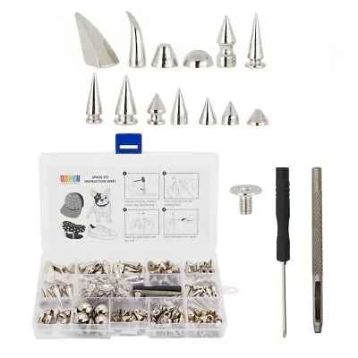 150 Piece Screw Spike Studs For Clothing DIY Crafts With Tools Assorted Sizes • $19.39