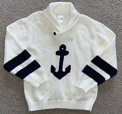 JANIE AND JACK Boys Anchor Nautical Sweater Sz 5 • £8.02