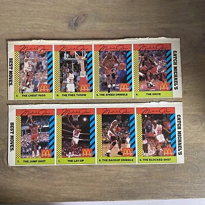 Michael Jordan 1990 McDonald's Full Set Cards 1-8 Un-cut • $85
