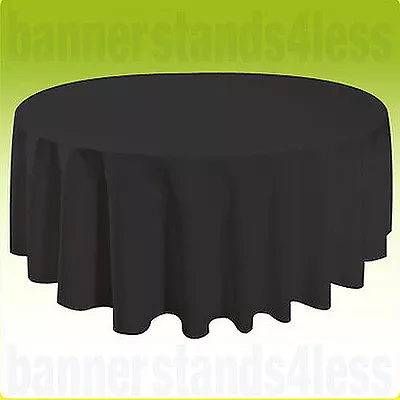 90  Round Tablecloth Table Cover Seamless Wedding Banquet - BLACK • $15.99