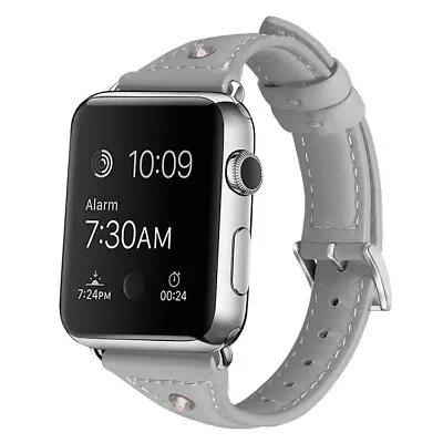 $20.95 • Buy Grey Slim Wrist Genuine Leather Band For Apple Watch 42mm/ 44mm Series 1/2/3/4/5