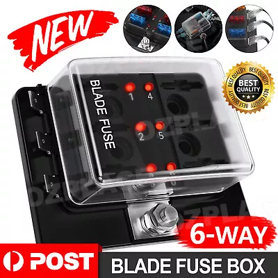 6-Way Circuit Blade Fuse Box Block LED Indicator Car Holder Marine Boat 12V 32V • $16.85