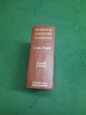 Marks' Mechanical Engineers Handbook 1941 Fourth Edition Indexed Pages • $15.99