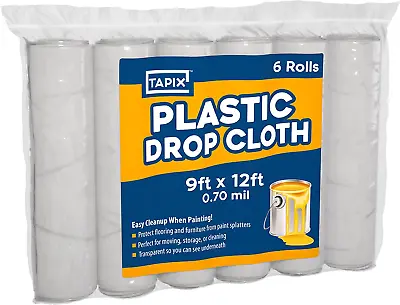 $17.56 • Buy Painters Plastic Drop Cloth 6 Pack, 9x12 Feet, Plastic Tarp Dust Cover, Plastic