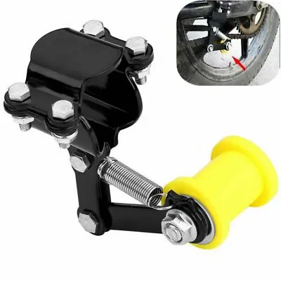 Universal Bolt On Chain Tensioner & Yellow Roller Adjuster Motorcycle Motorbike • £8.99