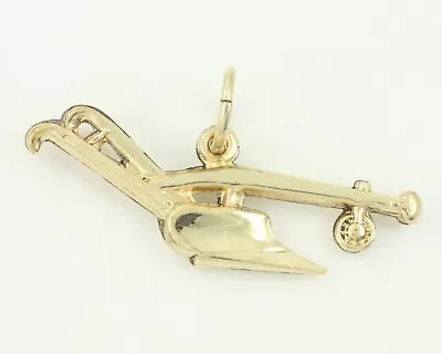 Antique Hand Plow Watch Fob 10K Gold Filled Farm Implement Pendant Farmer Charm • $72