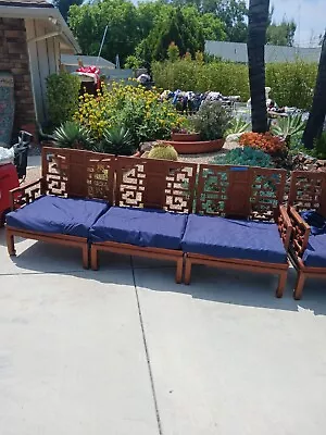 Teak Wood Armchairs Set Of 5 Vintage • $650