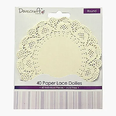 40 Dovecraft ROUND White Paper Lace Doilies 4.5  Card Making Scrapbooking Crafts • £4.99