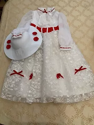 Disney  Mary Poppins White Dress (size 7/8) AND Hat!!! • $43.99