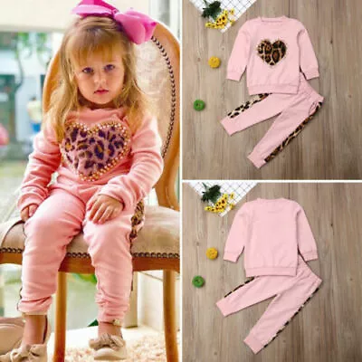 Toddler Kids Baby Girls Leopard Tops Pants Leggings Outfits Clothes Tracksuit • $32.77