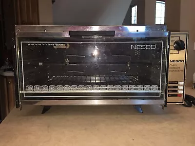 Vintage NESCO Black & Chrome Oven Broiler Rotisserie Model BA505 CLEAN & WORKING • $59.99