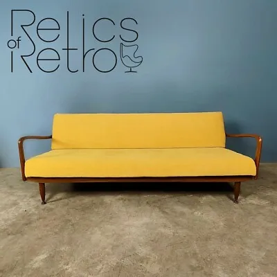 Mid Century Greaves & Thomas Yellow Sofa Bed Settee Vintage Retro MCM • £1395