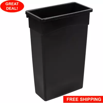 $61.99 • Buy 23 Gallon Heavy-Duty Black Wall Hugger Tall Restaurant Kitchen Trash Can Home