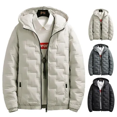 Men Padded Puffer Bubble Coat Winter Zip Up Jacket Hooded Hoodie Quilted Coats • $24.31