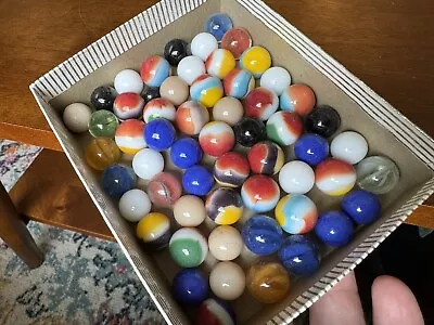 Lot Of Approximately 60+ Vintage Glass Marbles Found At A Estate Sale • $67.99