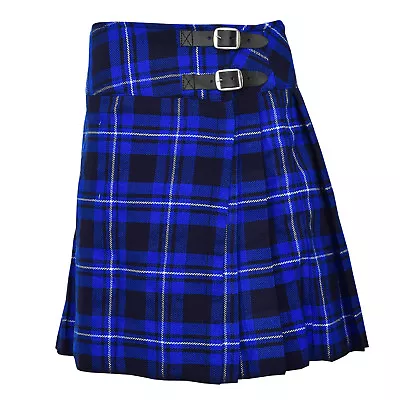 Ladies Knee Length Kilt Skirt 20  Length Tartan Pleated Kilts - Blue Tartan • $13.01