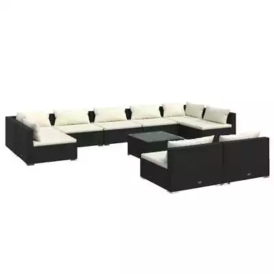 10-Piece Outdoor Lounge Setting Garden Patio Sofa Wicker Rattan Furniture Black • $1070.60