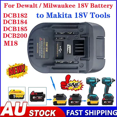$23.98 • Buy NEW Adapter For DeWalt/Milwaukee 18V Battery Convert To Makita 18V Li-Ion Tools