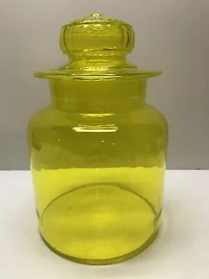 $50 • Buy Vtg Takahashi Apothecary Canister Jar Lemon Yellow Glass Ground Daisy Lid 10 