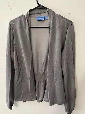 Simply Vera Wang Silver Gray Semi-Sheer Cardigan Sweater Top Size Large L • $10