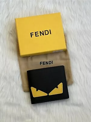 FENDI MEN BLACK PREMIUM QUALITY Monster Eye Wallet With Box Limited Stock • $159.99