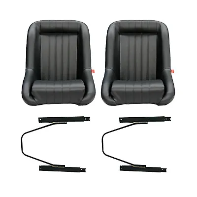 Classic Low Back Sport Seat Black PU Leather Pair With Universal Seat Slider • $684.85