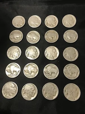 VINTAGE US  Coin Lot Of 21 Buffalo Nickels 1910s-1930s  Dateless FREE SHIPPING • $14