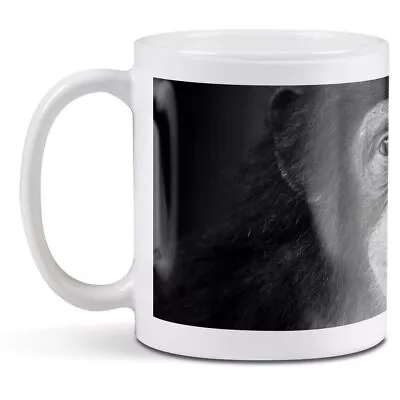 White Ceramic Mug - BW - Cheeky Chimpanzee Monkey #36178 • £8.99