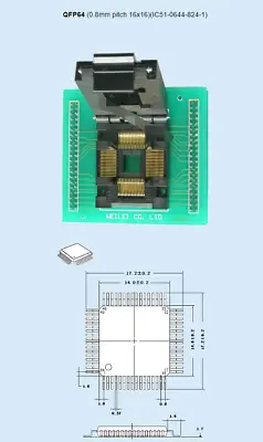 WL-QFP64-E109 0.8mm Pitch 16x16 Socket Adapter For Wellon Programmer • $235